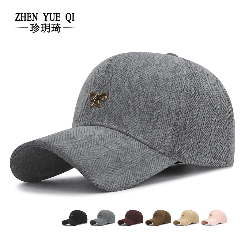 Korean-Style Fashionable Metal Bow Baseball Cap for Women, Elegant and Versatile Sunshade Hard-Top Face-Slimming Duckbill Cap Korean-Style Fashionable Metal Bow Baseball Cap for Women, Elegant and Versatile Sunshade Hard-Top Face-Slimming Duckbill Cap