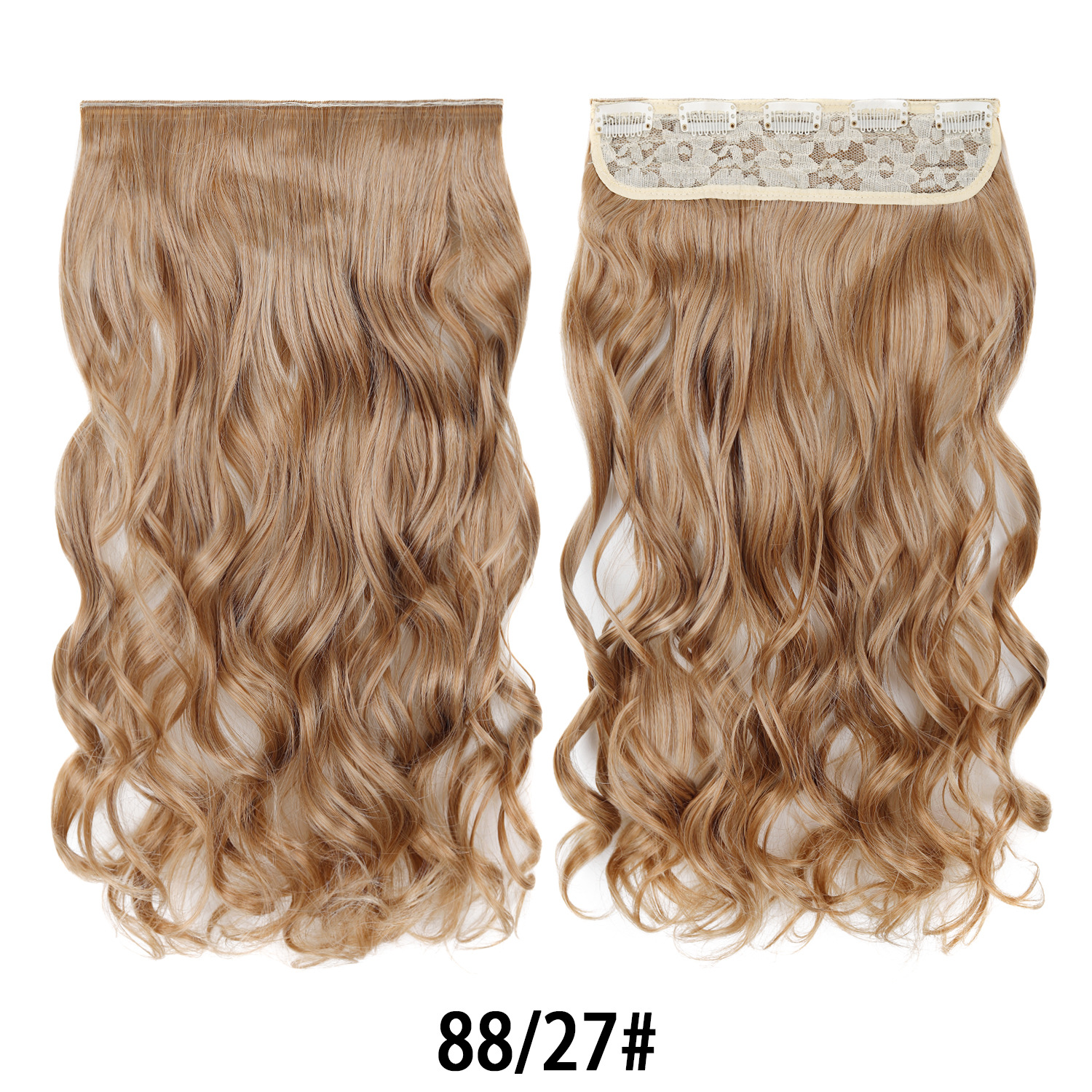Extensión de Cabello de 5 Clips de 18 Pulgadas de Fibra de Alta Temperatura Rizado para Señoras