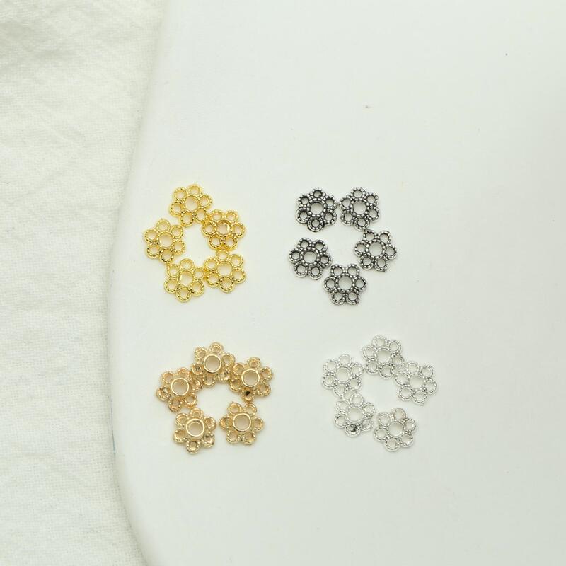 14K Gold Bag Color Preservation Thickened Plum Blossom Flower Hollow Flower Cap Pearl Cap Diy Spacer Bracelet Accessories 14K Gold Bag Color Preservation Thickened Plum Blossom Flower Hollow Flower Cap Pearl Cap Diy Spacer Bracelet Accessories
