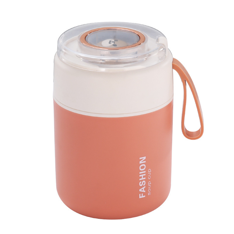 Taza de leche para niños, taza de leche de soja, taza de desayuno, taza de sopa, taza de avena portátil con tapa, lonchera de acero inoxidable para trabajadores de oficina