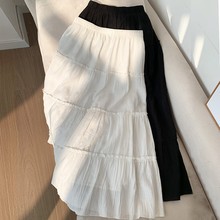 白色半身裙女夏2024新款高腰显瘦a字中长款法式蓬蓬裙芭蕾蛋糕裙