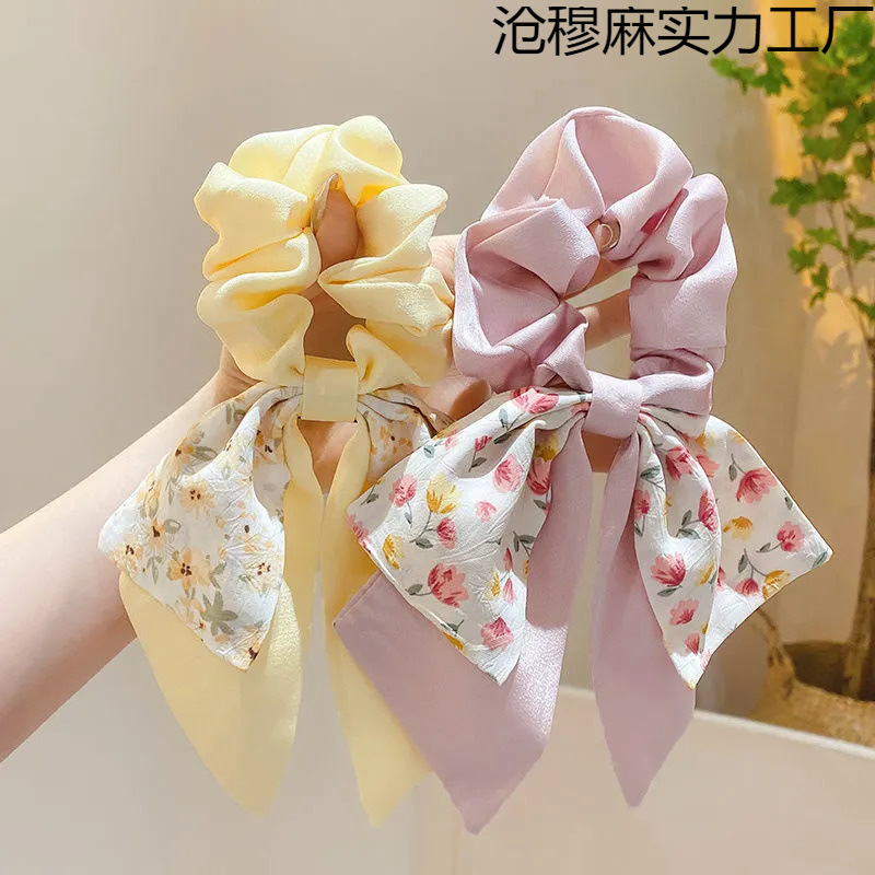 碎花蝴蝶结大肠发圈女夏季扎头绳飘带发带发绳高级感头花头饰发饰
