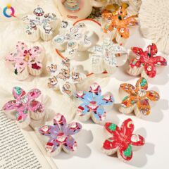 奇覧クロスボーダー欧米創意卵花クリップファッションUVプリント紫荊花髪クリップ花サメクリップ卸売り