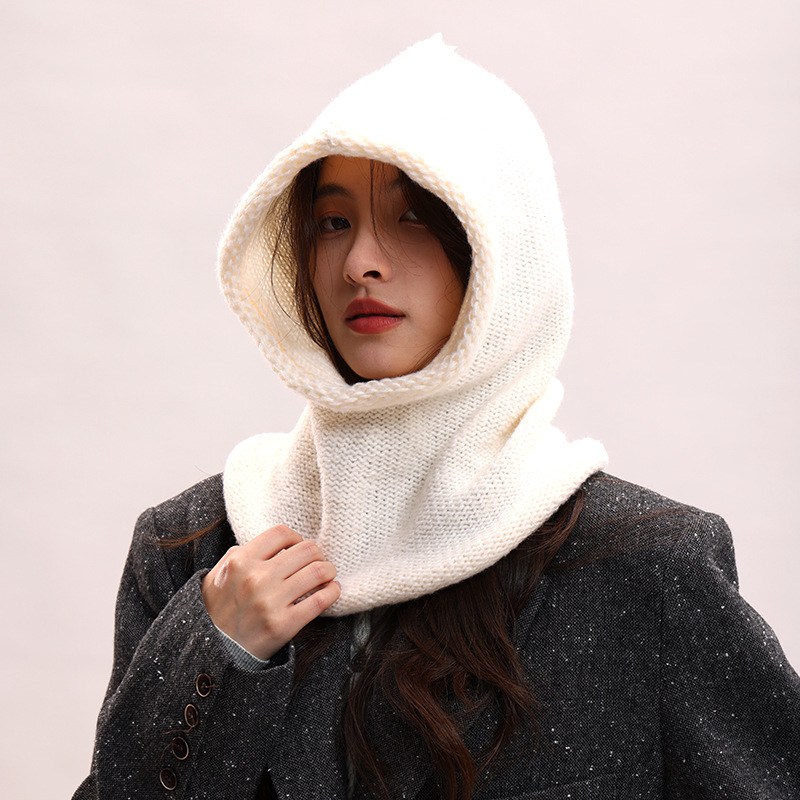 Cagoule coréenne pour enfants, couleur unie, col chaud, protection des oreilles, bonnet tricoté pour couple, pour hommes_voghion.com