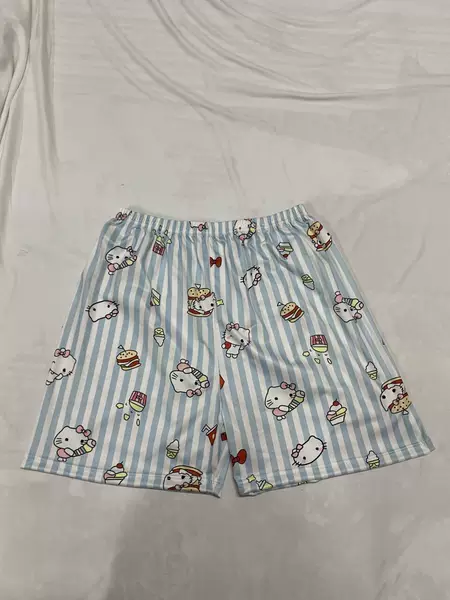 Blue Stripe Cake Cat Shorts