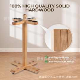 跨境木质台球杆收纳支架木制玩具枪置物架创意圆形球杆整理架