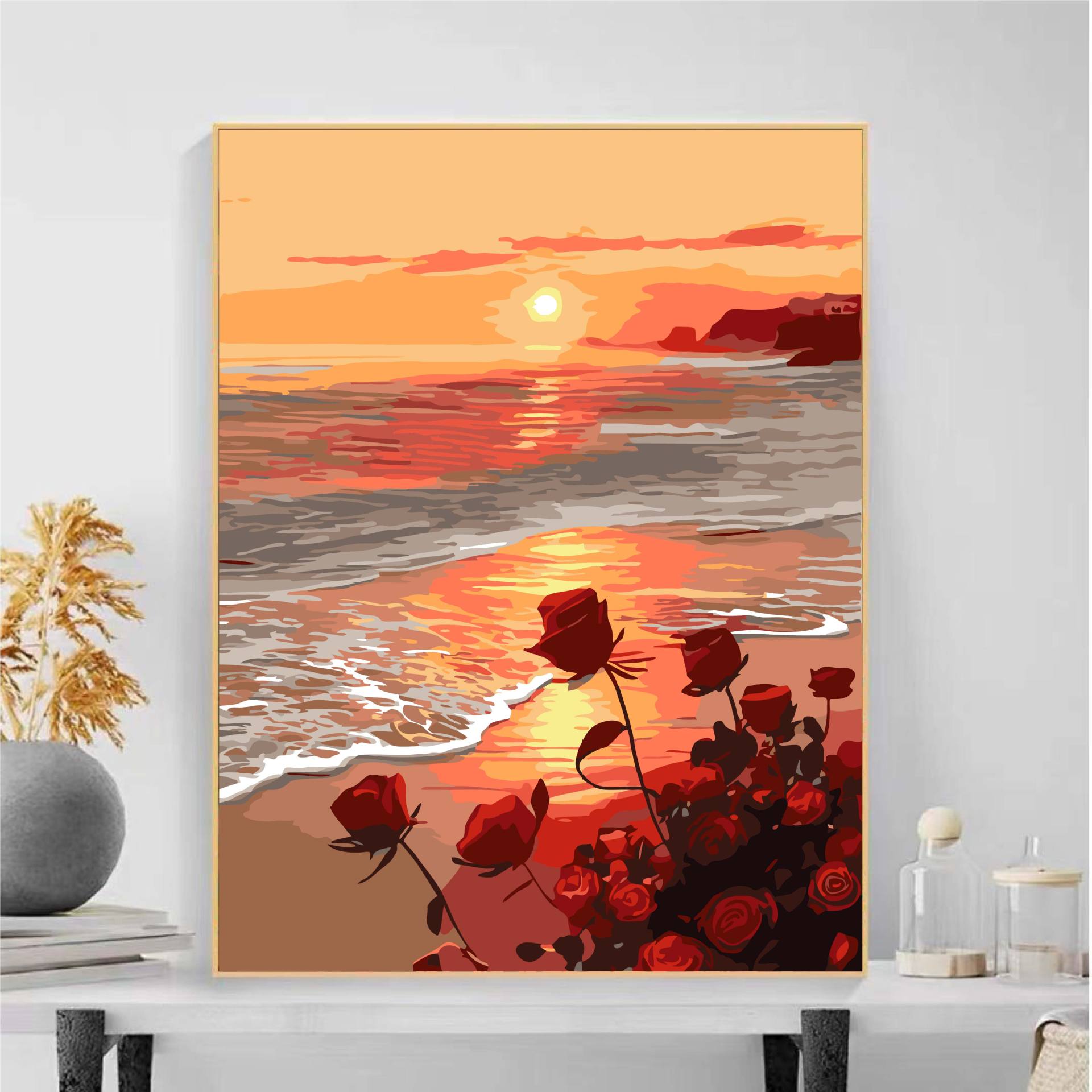 Flores de alto valor visual pintura al óleo digital diy relleno pintura a mano curación descompresión regalo de cumpleaños artesanal pintura decorativa