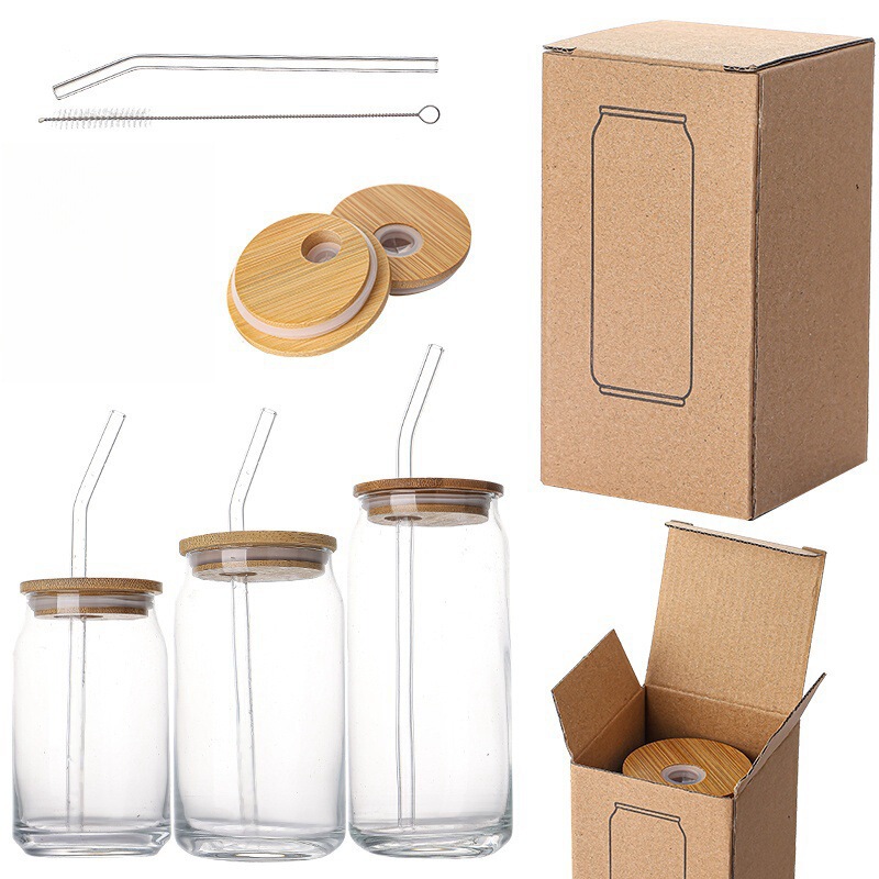 Cross-Border Uv Printing 16oz Cola Cup with Lid and Straw, Heat-Resistant Glass Cup for Milk Tea, Coffee, Bamboo Lid, Mason Jar Water Cup Cross-Border Uv Printing 16oz Cola Cup with Lid and Straw, Heat-Resistant Glass Cup for Milk Tea, Coffee, Bamboo Lid, Mason Jar Water Cup
