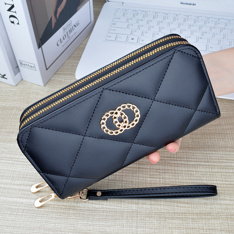 New wallet women's long double zipper large capacity clutch mom fashion simple double layer wallet phone bag New wallet women's long double zipper large capacity clutch mom fashion simple double layer wallet phone bag