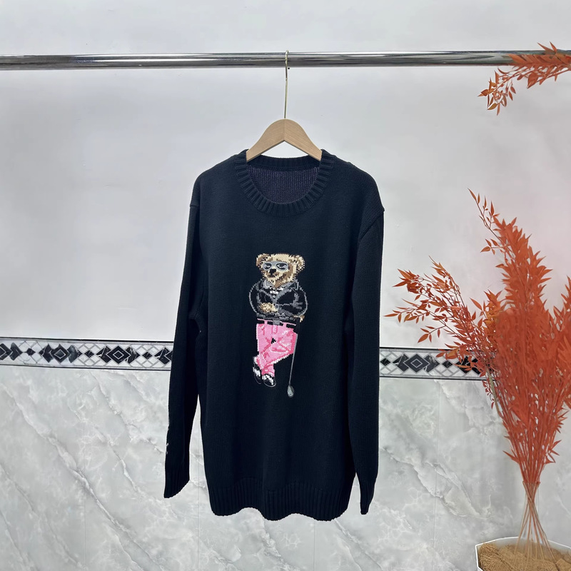 Ralph Lauren Autumn and Winter Polo Bear Cashmere Round-Neck Knit Long-Sleeve Loose British Style Age-Reducing Embroidered Bear Cardigan Ralph Lauren Autumn and Winter Polo Bear Cashmere Round-Neck Knit Long-Sleeve Loose British Style Age-Reducing Embroidered Bear Cardigan