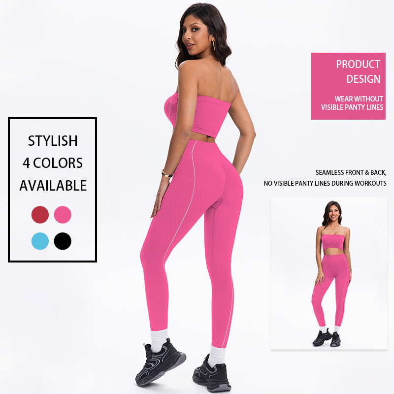 Strapless Tube Top, High-Elastic Backless Sports Bra, Non-Slip Running Fitness Yoga Outfit Set Strapless Tube Top, High-Elastic Backless Sports Bra, Non-Slip Running Fitness Yoga Outfit Set