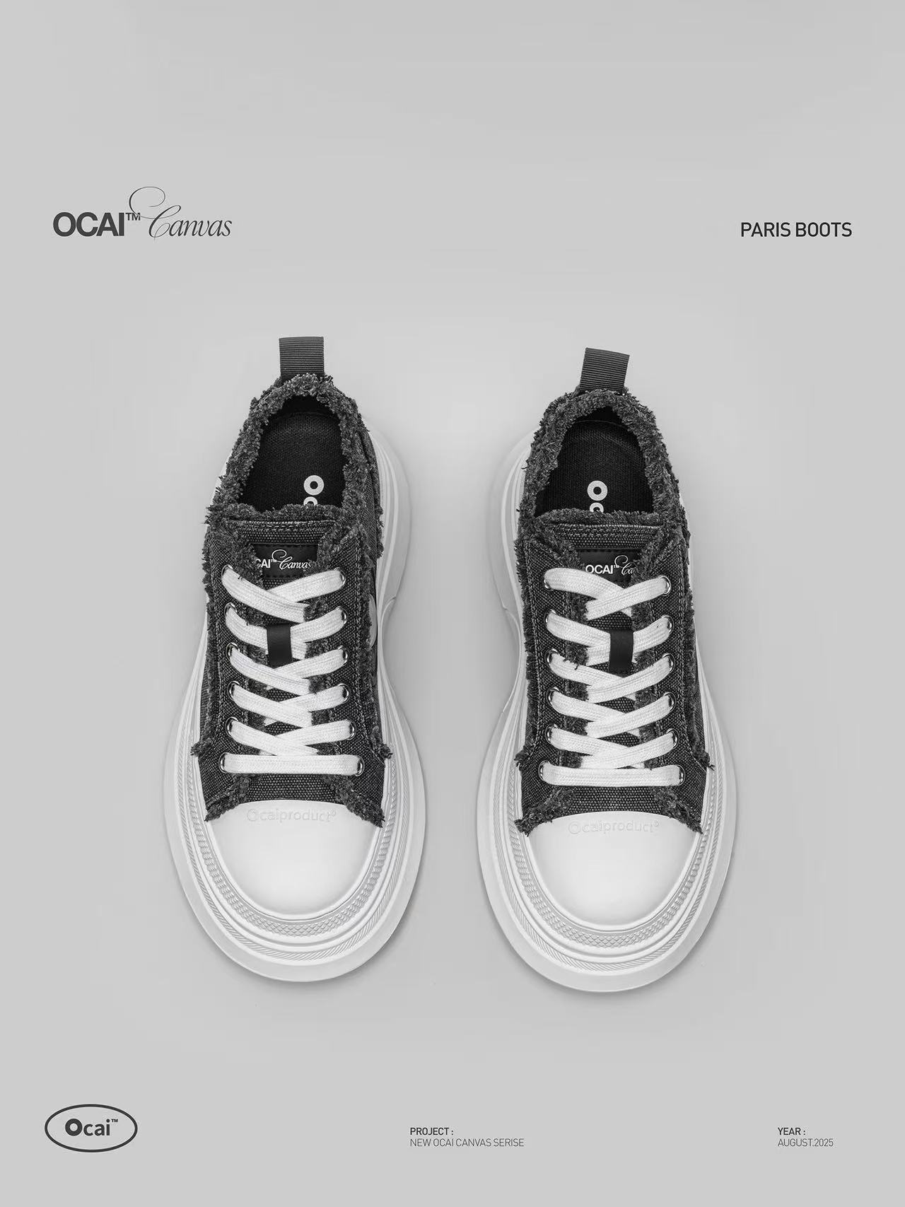Women's Grey Platform Canvas Shoes Retro Casual High Top Trainers_voghion.com