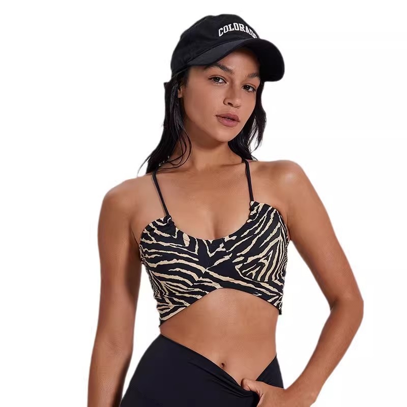 U gran pecho impresión de leopardo Europa y América sexy sujetador deportivo de belleza de espalda ropa interior acondicionadora chaleco de yoga de secado rápido