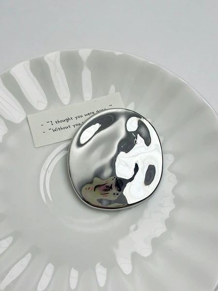 Irregular round silver brooch Y-194