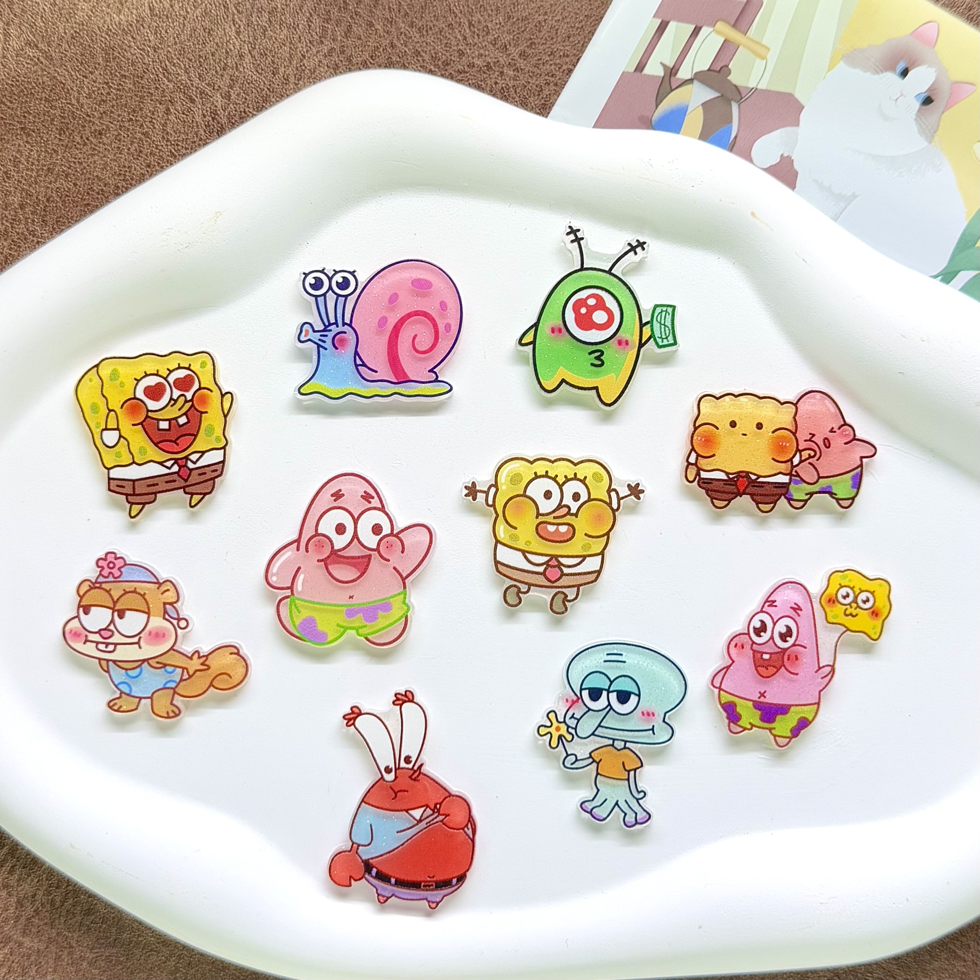 Cartoon cute sponge children's fashionable brooch