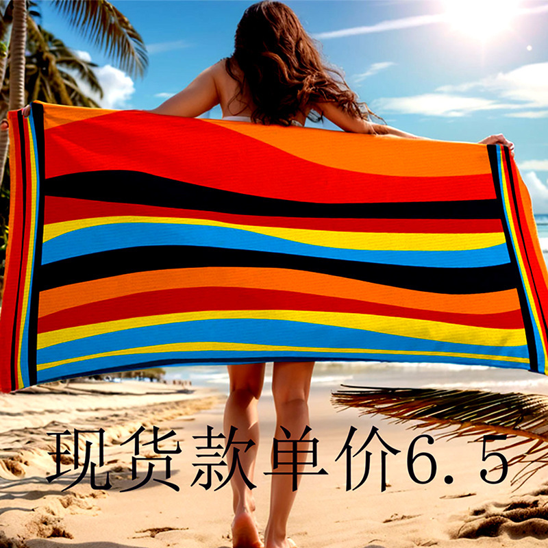 Cross-border JIT Amazon microfiber absorbent quick-drying beach towel beach towel beach bath towel a generation of hair