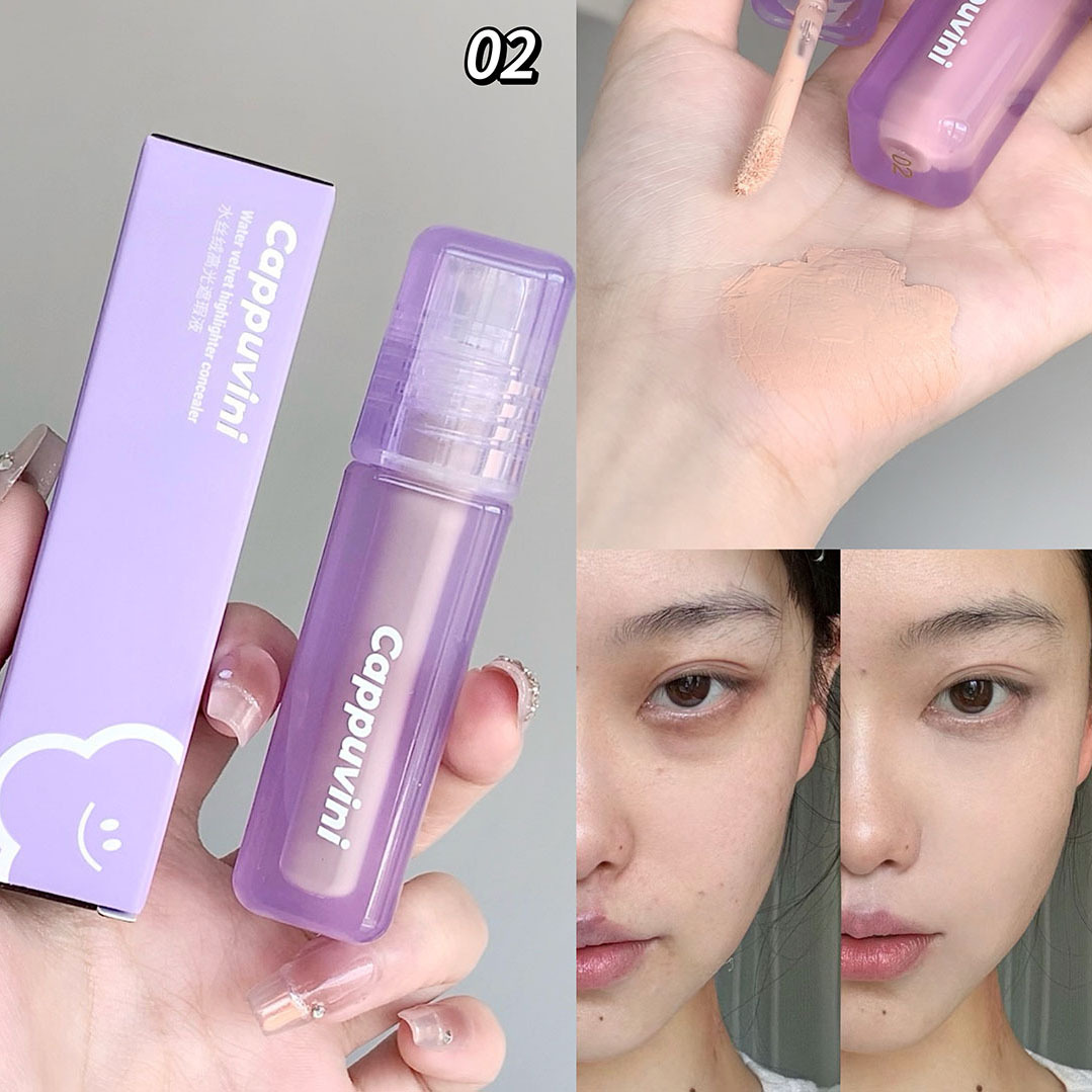 Cappuccino Water Velvet High-Gloss Concealer para aclarar las manchas oscuras de los ojos, hidratar las manchas de acné y no enganchar las manchas.