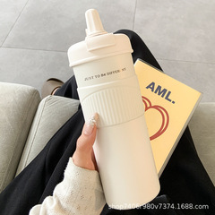 简约保温杯女生高颜值水杯女新款2025吸管茶仓便携学生办公室杯子