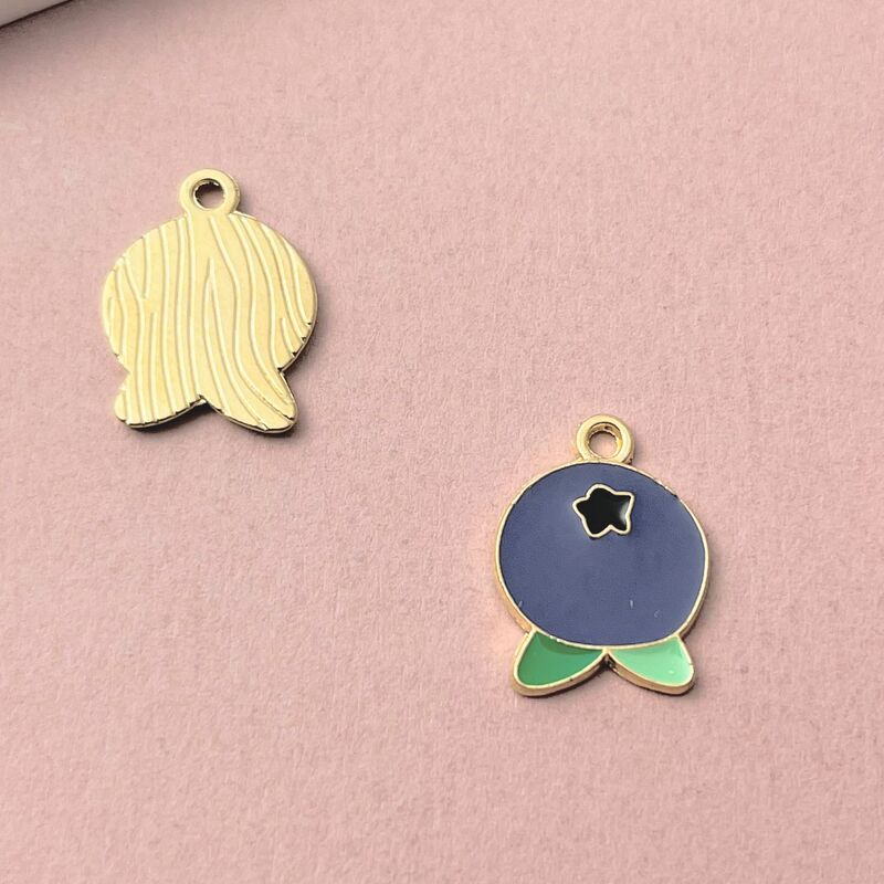 果物と野菜レモンブルーベリー合金滴下オイル DIY ジュエリーアクセサリーかわいいペンダントキーホルダーブレスレットペンダント|undefined