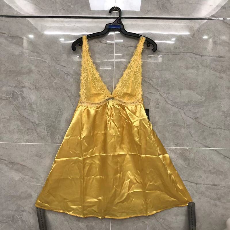 Foreign trade Women's nightdress vintage suspender dress Princess dress lace sexy deep V tube top fluffy sexy lingerie non-elastic