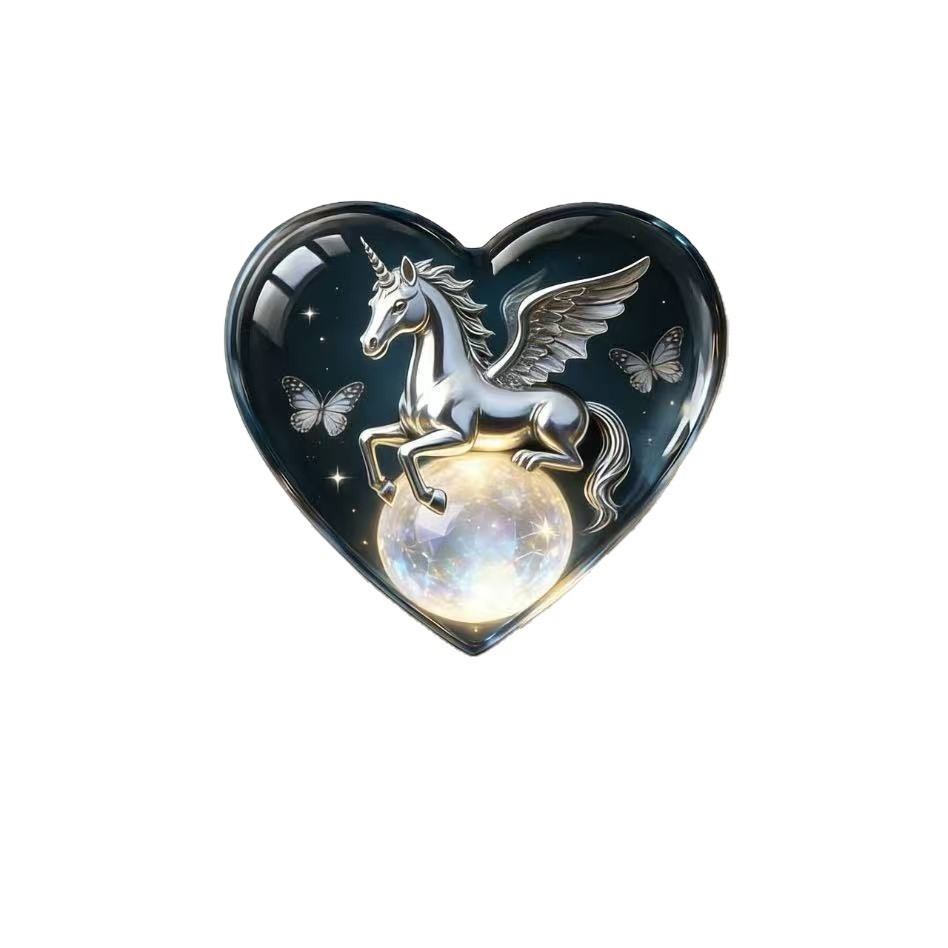 Colgante bolsillo transfronterizo abrazar amor acrílico 2D plano medalla conmemorativa en forma de corazón ángel con emoción inspiradora image 5