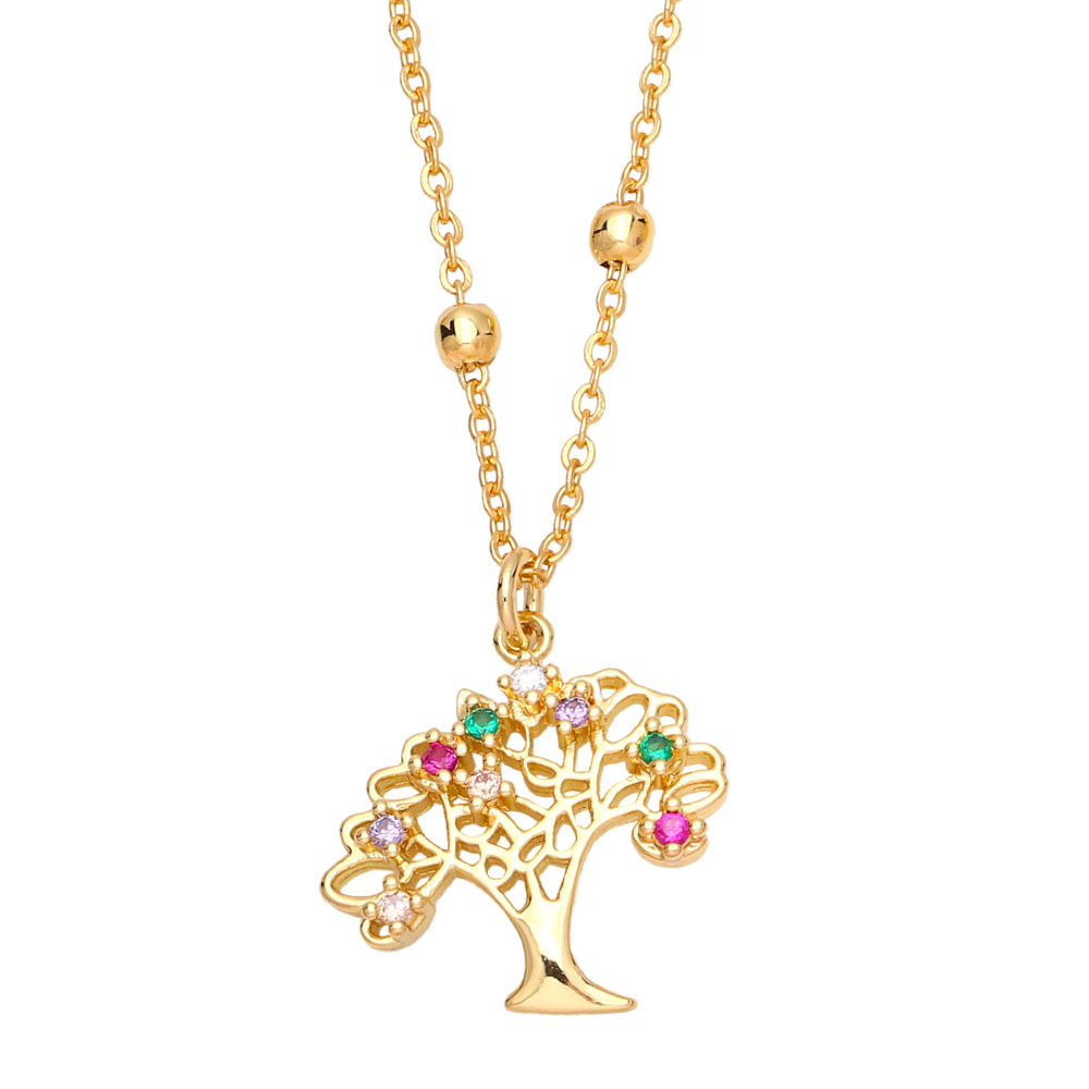 fashion tree of life pendant inlaid color zircon Virgin Mary copper necklacepicture6