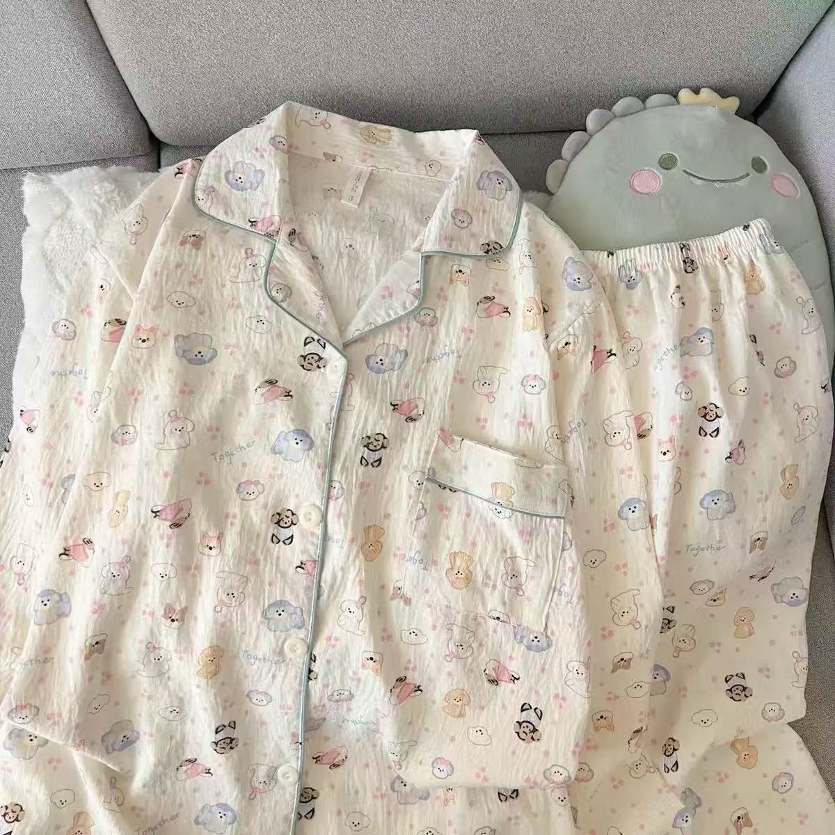 Cartoon al por mayor transfronterizo nubes de algodón pantalones de manga larga pijamas cardigans dulces de alto valor de ropa de hogar conjunto de ropa exterior