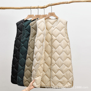 2024 New Autumn and Winter Women's Vest Vest down Jacket Liner Waistcoat Vest Mid-Length down Light and Warm