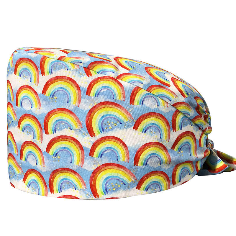 El algodón puro de las mujeres impresas europeas y americanas del sombrero de la enfermera de ICU con la toalla del sudor gorra quirúrgica del comercio exterior tapa de la cabeza del bolso entrega transfronteriza