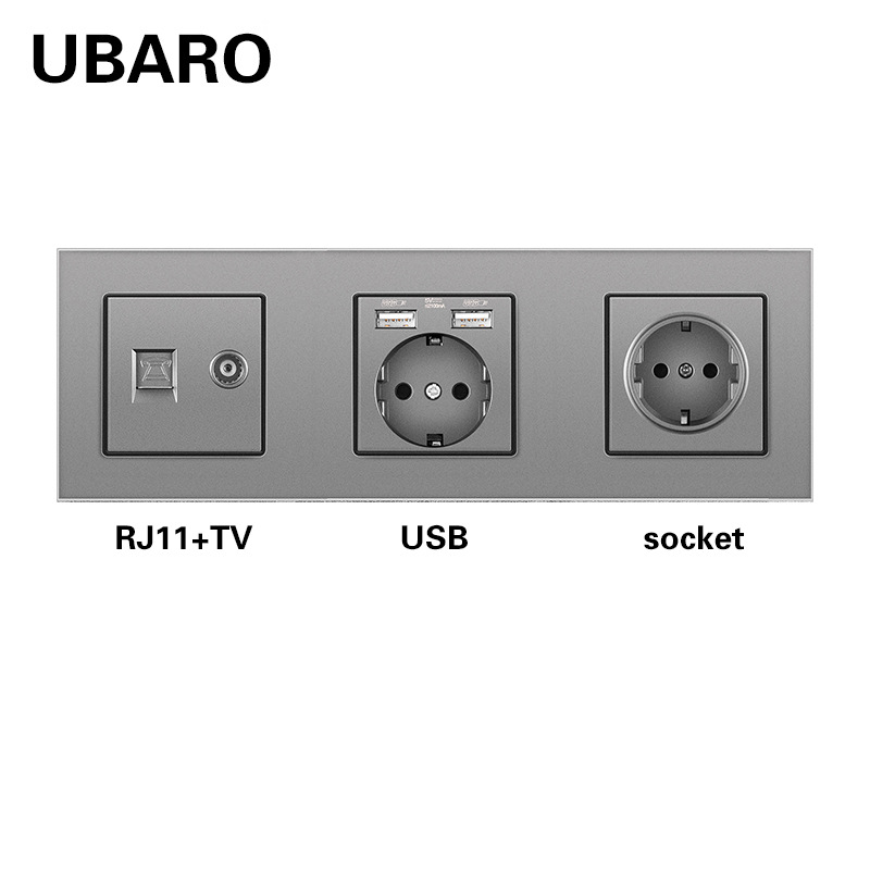 258 전화 TV-USB 소켓-회색