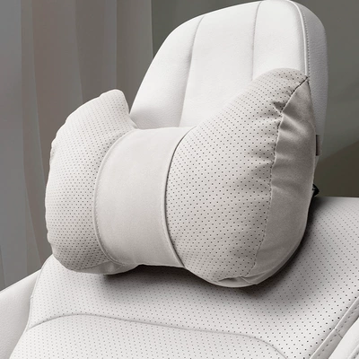 Protector Car Seat Cushion Set: Headrest - horn-style-off-white-headrest-set