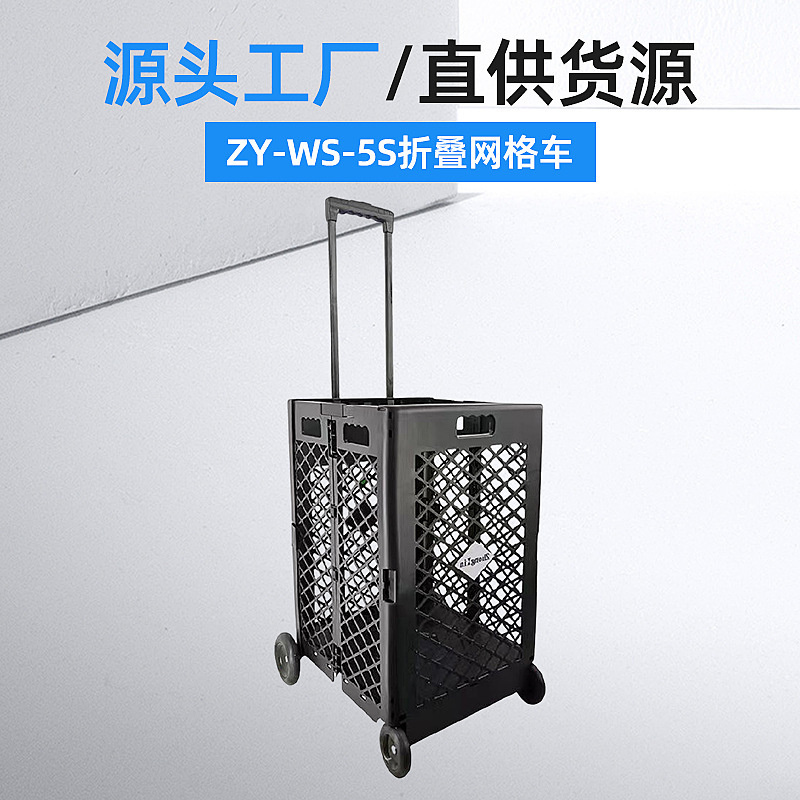 Large Capacity Foldable Shopping Cart, Foldable Trolley, Portable Mesh Cart, Hollow Plastic Four-Wheel Shopping Cart Large Capacity Foldable Shopping Cart, Foldable Trolley, Portable Mesh Cart, Hollow Plastic Four-Wheel Shopping Cart