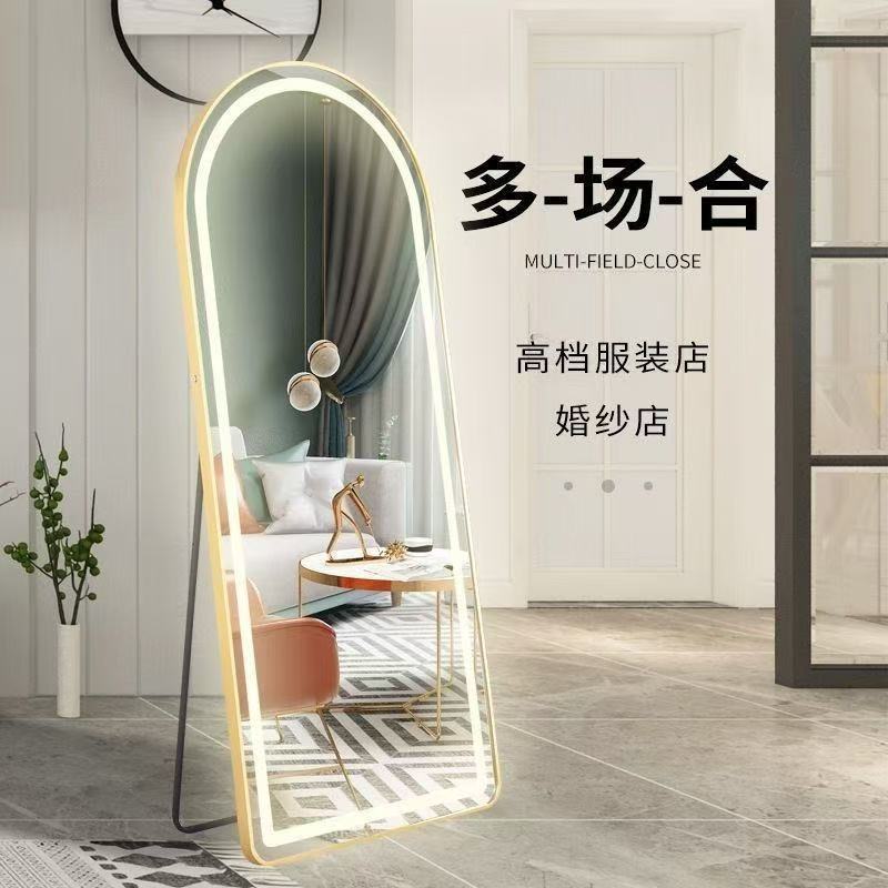 Espejo de suelo inteligente de cuerpo completo dormitorio de vestuario doméstico de mujer con lámpara LED colgada de pared inducción táctil image 3