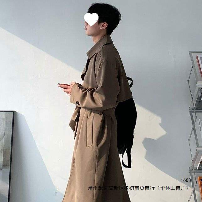 风衣男中长款过膝韩版英伦风休闲大衣秋冬季男士风衣潮流风衣外套