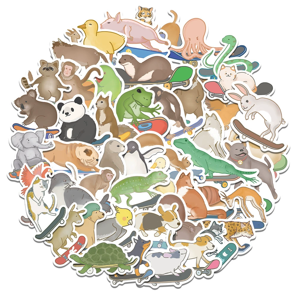 50 оригинальных ненарушенных мультяшных животных скейтборд граффити наклейки багаж ноутбук скутер награды наклейки