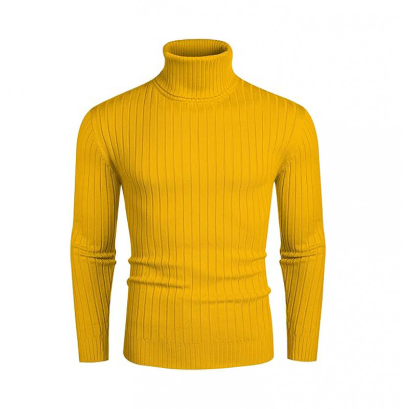 Men's Striped High Neck Sweater Slim Fit Warm Knit Pullover For Autumn Winter_voghion.com