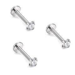 Amazon Exclusive Piercing Accessories with Drilled Zirconia Inner Tooth Lip Stud, Diamond-Inlaid Lip Ring, Long Rod Earring Hoop - Factory Wholesale