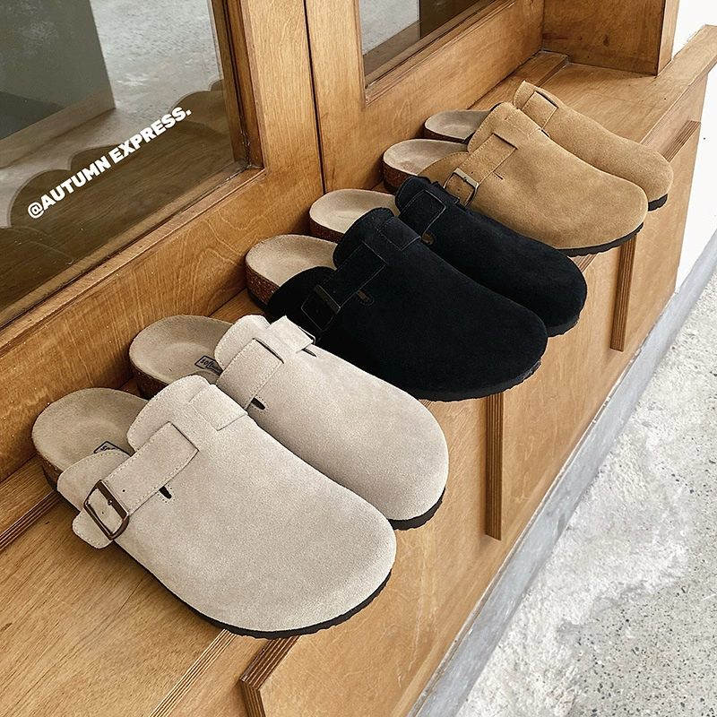 Летние кожаные пуховые туфли Bucken ретро пробковые боны