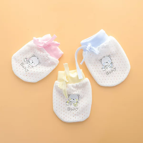 Baby Anti-Scratch Mesh Gloves, Summer Thin Style, Breathable, Cool, High Elasticity, Drawstring Tie, Adjustable Baby Gloves