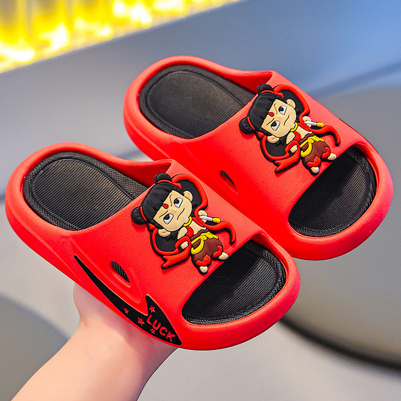 Nezha zapatillas infantiles de verano para niños baño interior antideslizante para niños zapatillas frías para el hogar