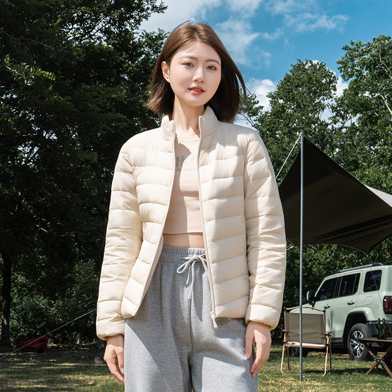 90 down White Duck down Stand Collar Lightweight down Jacket Women's Short Thickeneded Bottoming down Jacket Liner Women's Classy Jacket