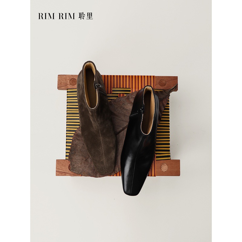 原单手工女靴子欧洲塑形马皮靴显瘦隐形内增高坡跟瘦瘦靴秋冬短靴