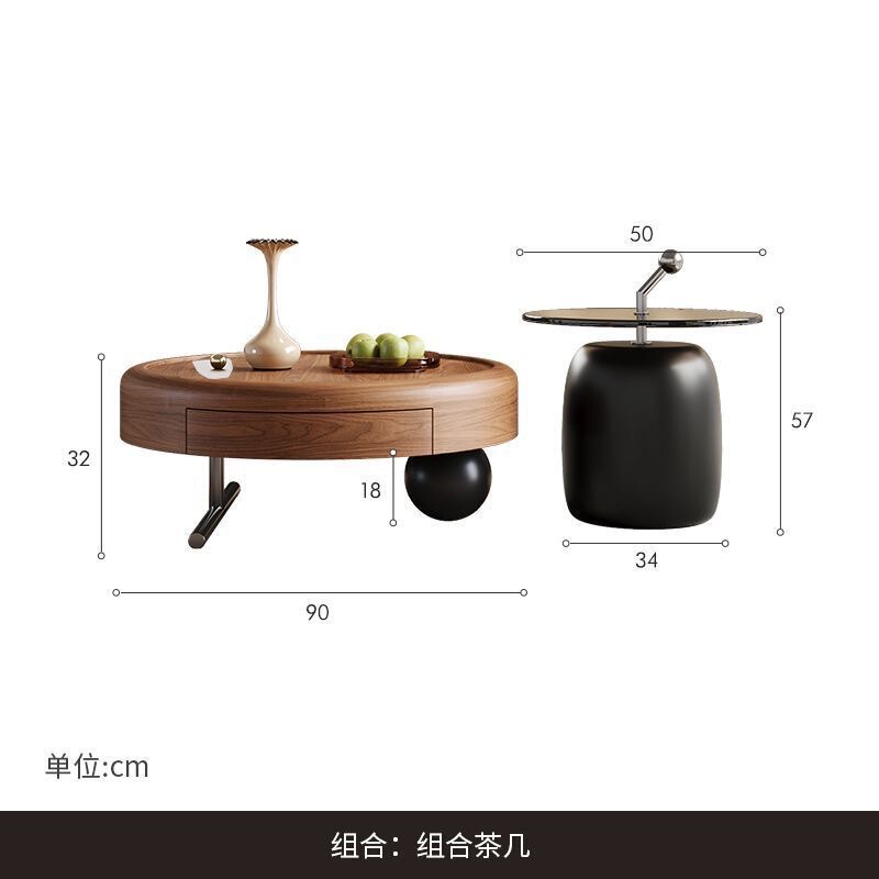 设计师意式轻奢圆形茶几组合艺术创意客厅家用现代简约茶几小户型|undefined