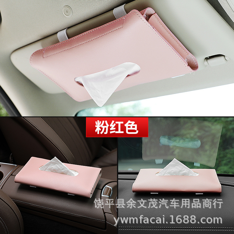 Coche parasol tejido bolsa cuero coche parasol tejido cubierta coche apoyabrazos caja de pañuelos caja de dibujos animados