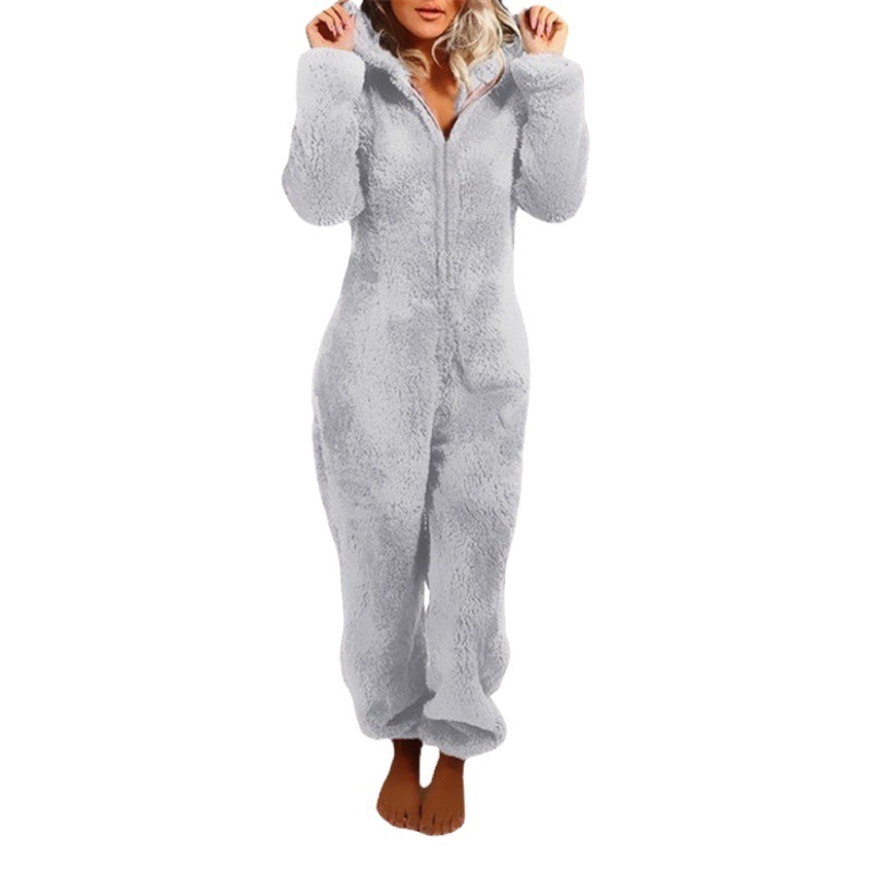 Nuevo Mono de Felpa para Mujer, Otoño-Invierno 2025, Estilo Europeo y Americano, Comercio Transfronterizo, Forrado de Felpa, Grueso, con Capucha, Pijama image 1
