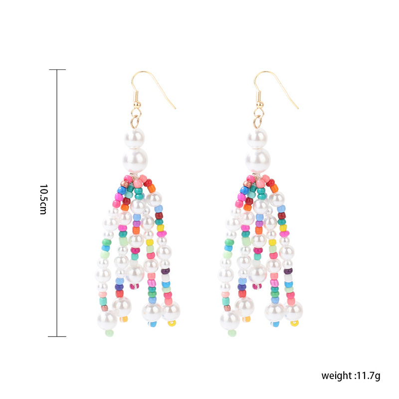 14g Weight Cute Water Droplets Imitation Pearl Bead Metal Beaded Drop Earrings