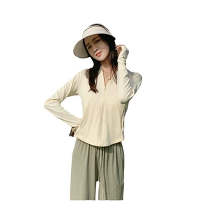 防晒衣upf50女夏季修身冰丝防晒服跑步外套透气连帽薄款皮肤衣潮