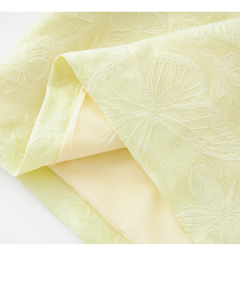 Váy maxi nữ thắt eo họa tiết bướm dập nổi jacquard — Màu hồng chi tiết 22