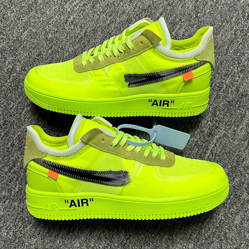 Af1 Air Force Sneakers Ow Collaboration Mesh Upper Thick-Soled Height-Increasing Unisex Skate Shoes Casual Sports Trendy Shoes Breathable