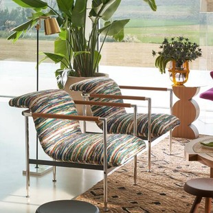 Modern Middle Ancient Simple Stainless Steel Simple Armchair Single Sofa Hotel Reception Negotiation